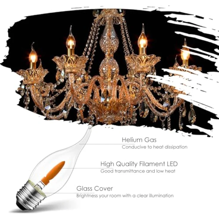 LVWIT E27 Flammen Glühbirne Warmweiss 1W, Flammeneffekt Licht T35, Flackernde Lampe LED Flackerlicht Flackerlampe für Zuhause Garten Bar Halloween Weihnachten, Ersetzt 3W Glühlampen, 1800K, 6er Pack – Bild 6