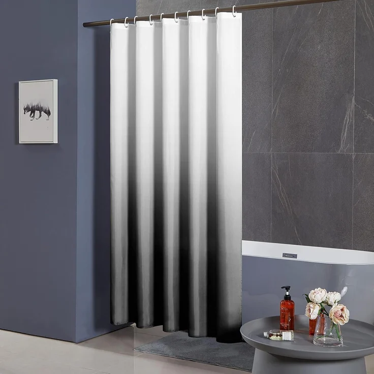 180x180cm Duschvorhang Anti-Schimmel Textil Wasserdicht Waschbar White Black 12 – Bild 3