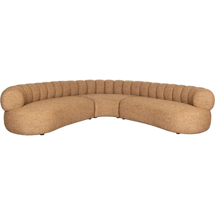 DutchBone Sofa Duvane 7-Sitzer Braun mit Eukalyptusholz-Gestell im Boho-Chic 286x286x68 cm