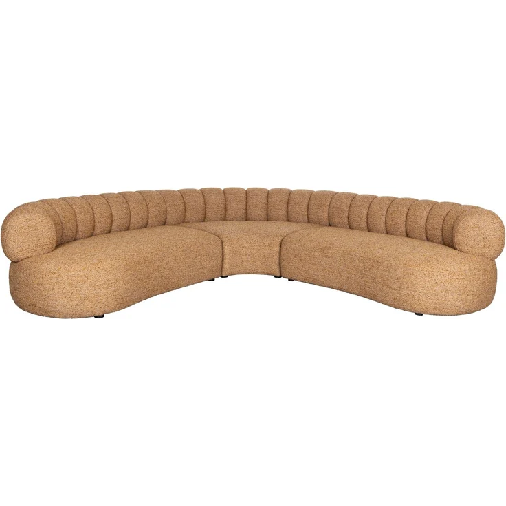 DutchBone Sofa Duvane 7-Sitzer Braun mit Eukalyptusholz-Gestell im Boho-Chic 286x286x68 cm – Bild 1