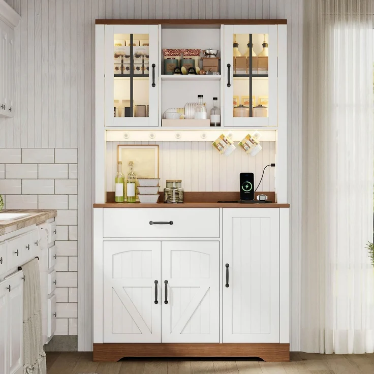 Kuchenschrank Sideboard mit LED Steckdosenleiste – Bild 1