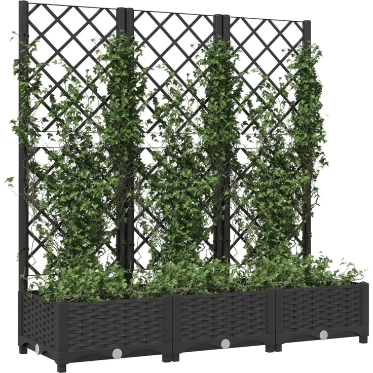 vidaXL Garten-Pflanzgefäß mit Spalier Schwarz 120 x 40 x 121,5 cm PP 318272 – Bild 3