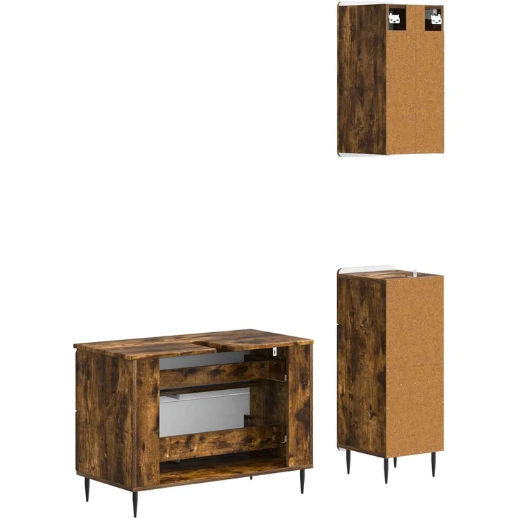 vidaXL 3-teiliges Badezimmer-Schranksystem ZWOLLE Raucheiche 3417761 – Bild 6