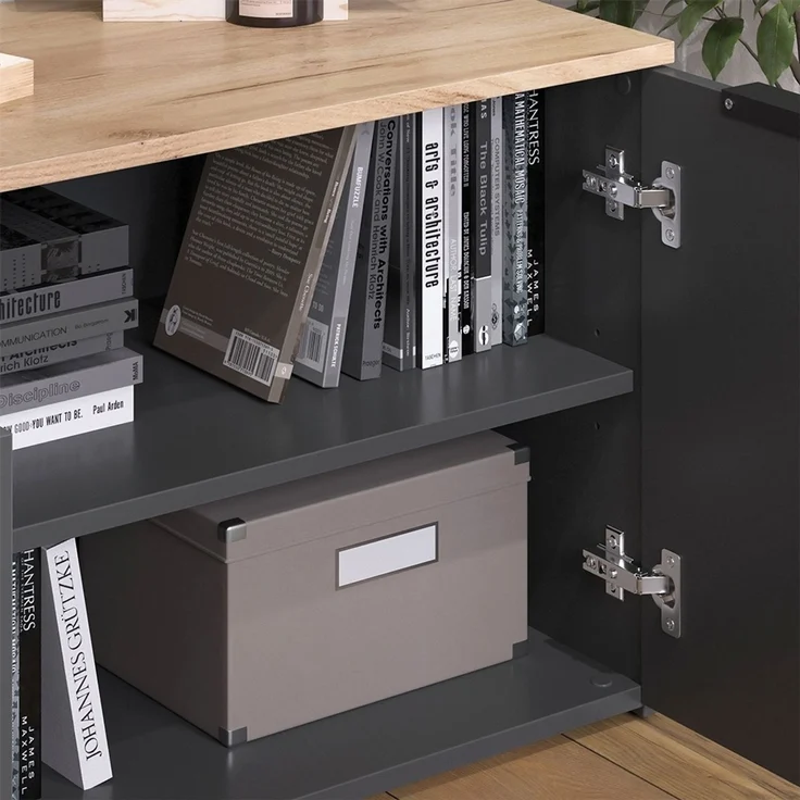 Wohnwand Wido Anthrazit 2 Teile Vicco – Bild 5