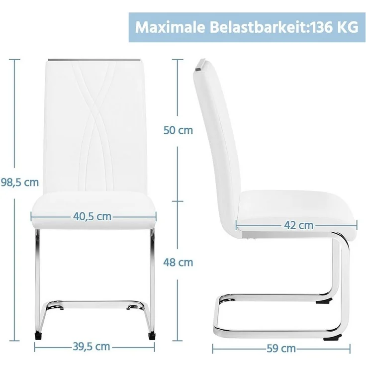 Yaheetech Esszimmerstuhl (4 St), 2/4/6er Küchenstühle-Set mit Metalluntergestell Polsterstuhl – Bild 3