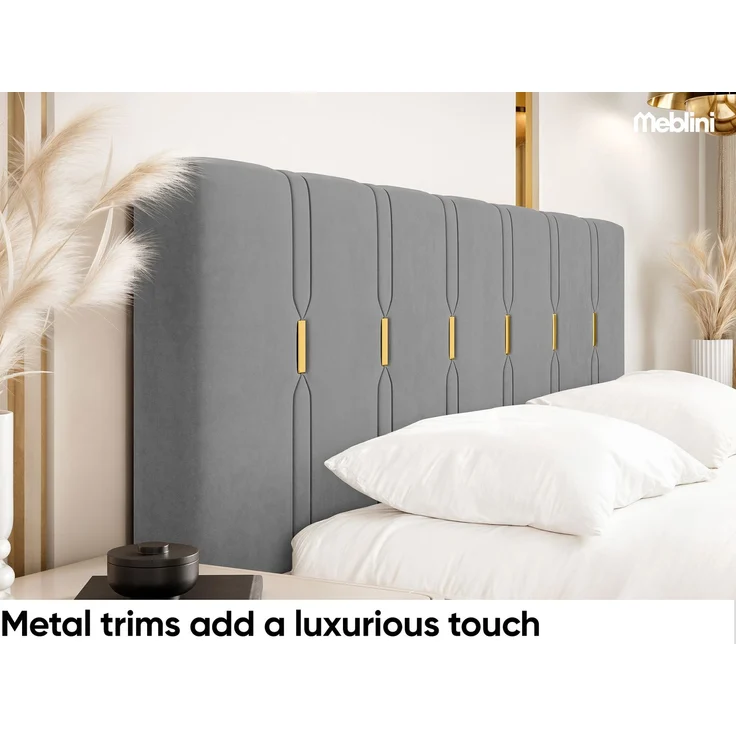 MEBLINI Polsterbett 180x200 ohne Lattenrost ohne Matratze – FABIO – Grau Samt – Doppelbett ohne Bettkasten - Stauraumbett - Kopfteil Bett ohne Stauraum – Bild 4