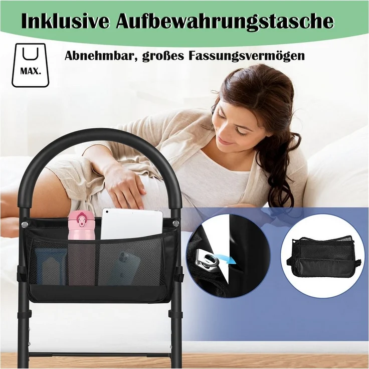 FIVMEN Bettschutzgitter Bettgitter für die Sicherheit älterer Erwachsener (Aufstehhilfe Bettgriff), höhenverstellbarer Haltegriff Bettstock mit rutschfestem – Bild 3