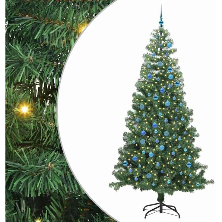 vidaXL Weihnachtsbaum mit LED-Beleuchtung Grün 240 cm PVC und Stahl 3396405 – Bild 2