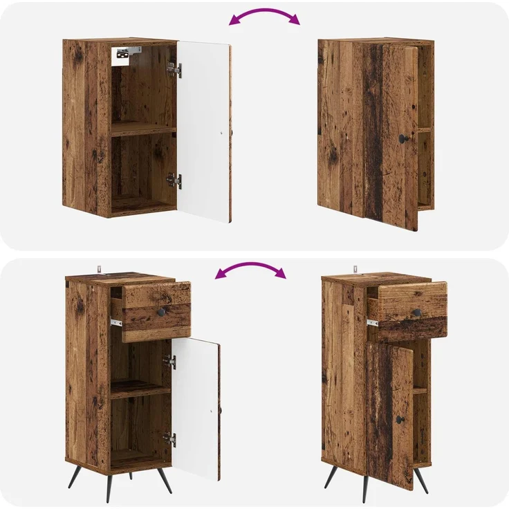 vidaXL 3-teiliges Badezimmer-Schranksystem BREDA Altholz Holzwerkstoff 3417808 – Bild 7
