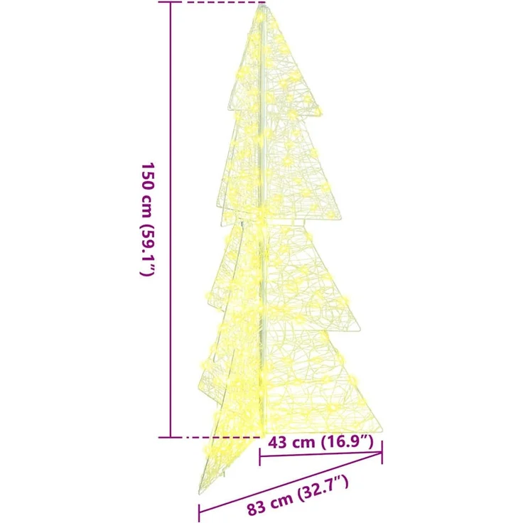 vidaXL Weihnachtsbaum Warmes Weiß 150 cm Acryl 160 LEDs 42019206 – Bild 10
