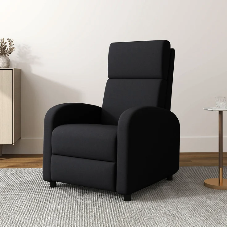 Wohnora-Relaxsessel, Fernsehsessel mit Liegefunktion, gepolstert, mit verstellbarer Rückenlehne, Fußteil, Schwarz,H 1020cm x T 860cm x B 640cm – Bild 2