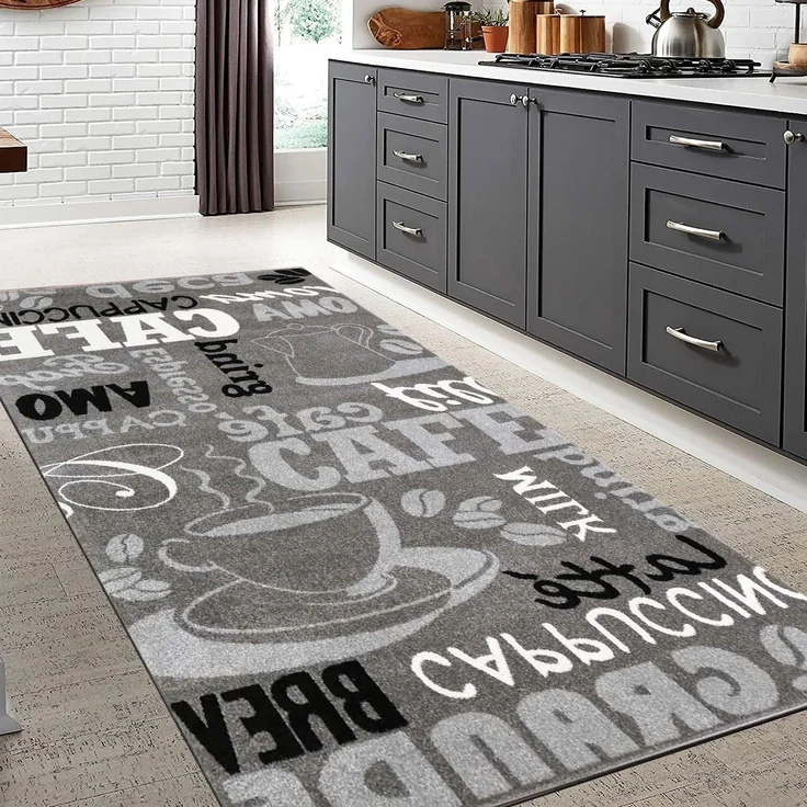Vimoda Küchenläufer Trendiger Kaffee Teppich, Rechteckig, Höhe: 5 mm, Muster Kaffee, Kaffeetasse, Cappuccino, Küche, Esszimmer, Flur – Bild 4