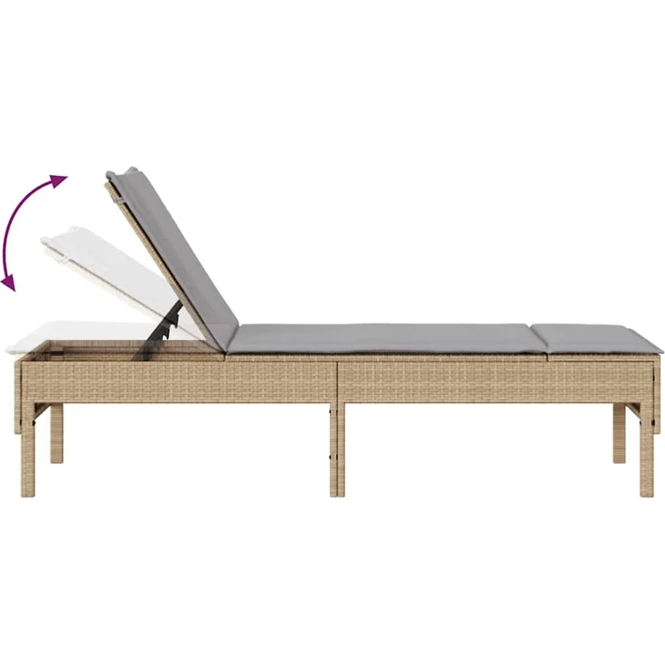 vidaXL Sonnenliege mit Auflage Beige 55x200x44 cm Poly Rattan 4104103 – Bild 7