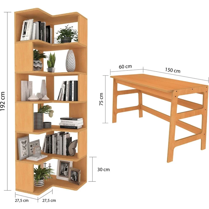 Skye Decor 'CPT4802-150' Schreibtisch mit Bücherregal, Teak, 150 x 75 x 60 cm – Bild 8
