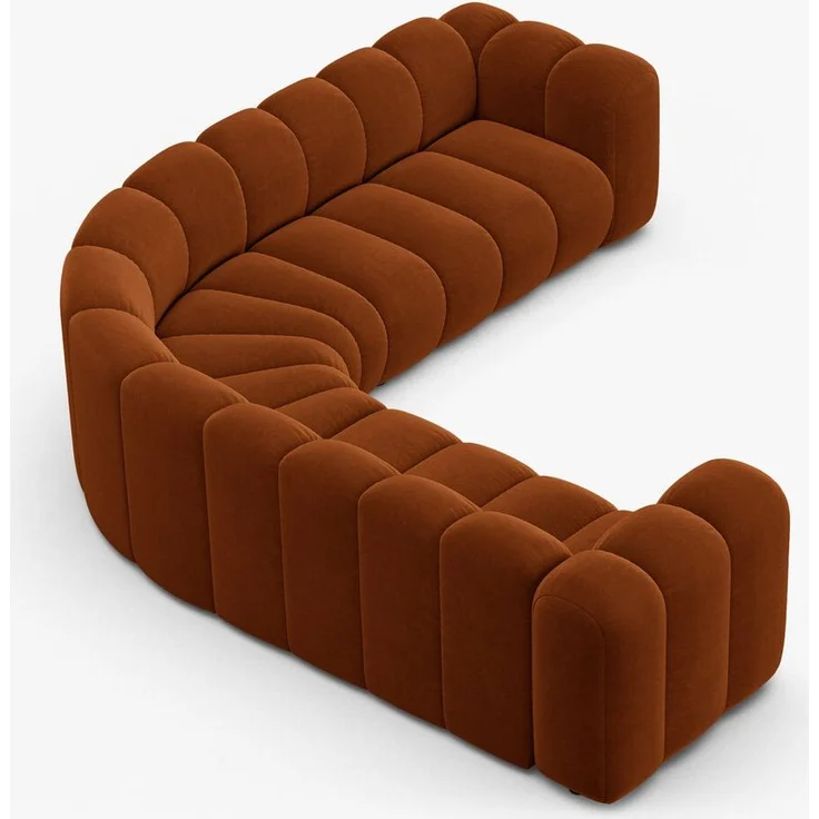 Micadoni symmetrisches Ecksofa Lupine 5-Sitzer mittelgroß Samt Salvador Terrakotta – Bild 6