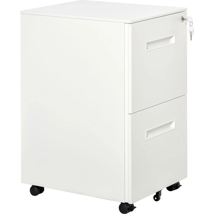 Rollcontainer, Aktenschrank, Trennwand, zentral abschließbar, Stahlgehäuse, 5 Räder, weiß, 39 x 48 x 67 cm--Weiß--67x48x39cm--YOUDENOVA – Bild 2