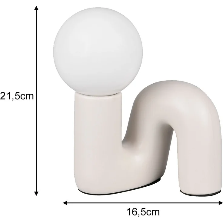 LED Tischlampe Keramik Grau, Glas Weiß, Höhe 21,5cm – Bild 4