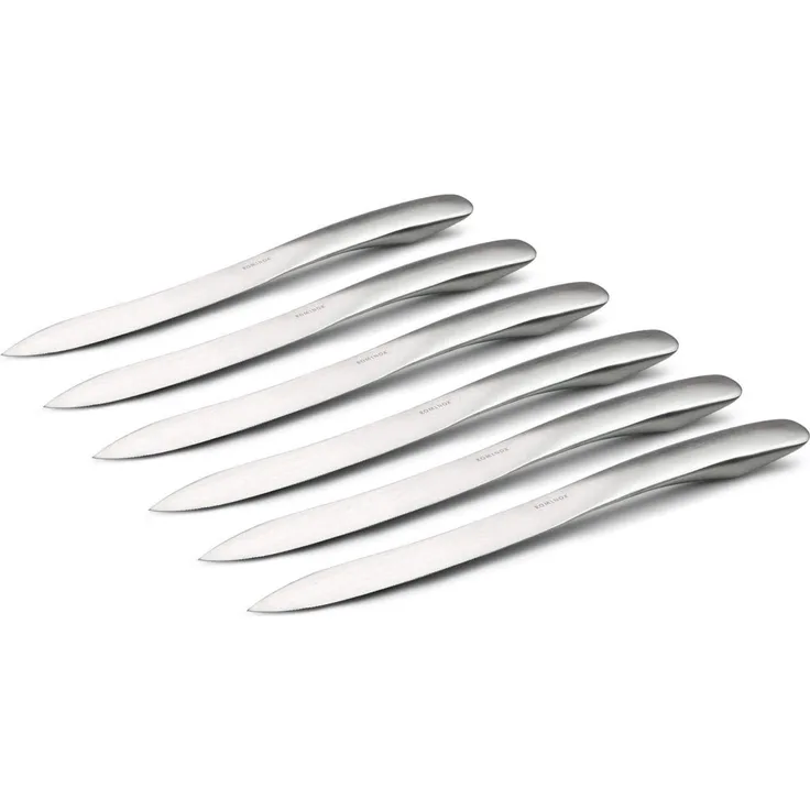 ROMINOX Geschenkartikel Steakmesser-Set -- Kuto ? 7-teilig, 6 hochwertige Edelstahl-Steakmesser mit Wellenschliffklingen, in exklusiver Holzbox, Maße: ca. 26x22. 5x3. 8 cm
