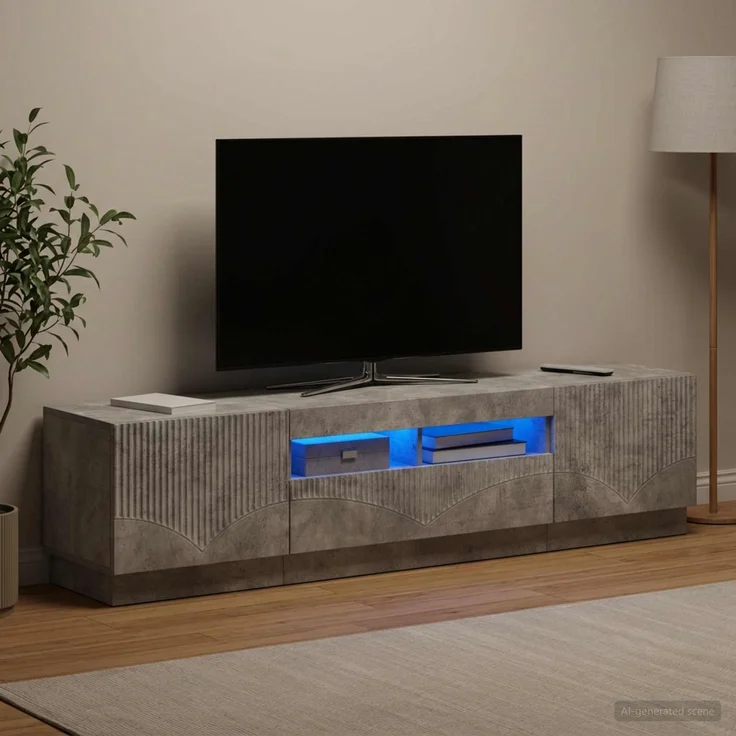 vidaXL LED-TV-Schrank HOORN 3 stk. Betongrau Holzwerkstoff 3416842 – Bild 3