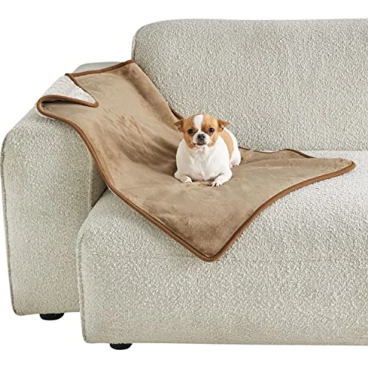 Lesure wasserdichte Hundedecke kleine Hunde - 80x60 cm Outdoor Hundedecke waschbar, Hundedecke Sofaschutz aus Sherpa Fleece, Katzendecke flauschig und weich, Kamel – Bild 2