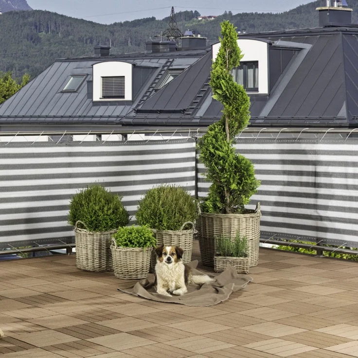 Windhager Balkonsichtschutz Sylt 0,9x5 m grau/weiß – Bild 4