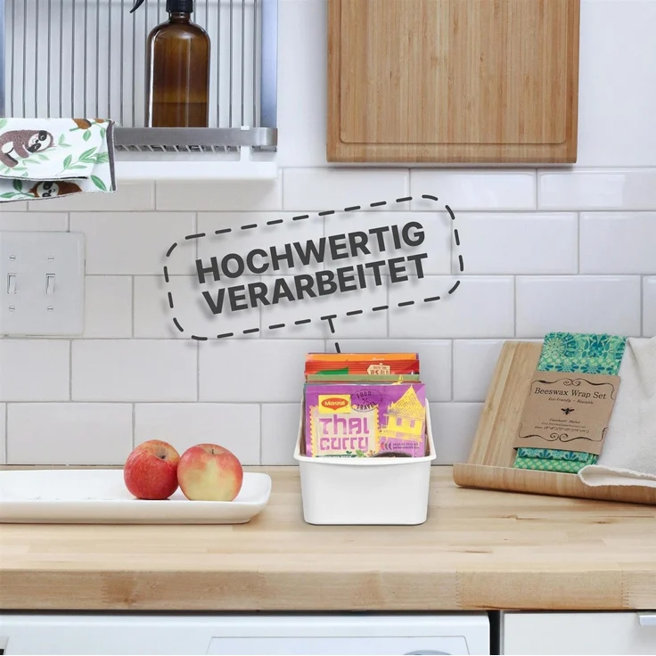 Küchen Organizer mit 3 Fächern - Aufbewahrungsbox für Tütensuppen, Gewürzmischungen uvm. Ordnungssystem für Lebensmittel Kunststoff – Bild 3