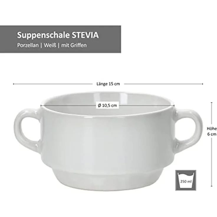 MamboCat Suppenschüssel 12er Set Stiva Suppenschale weiß 250 ml, Porzellan – Bild 5