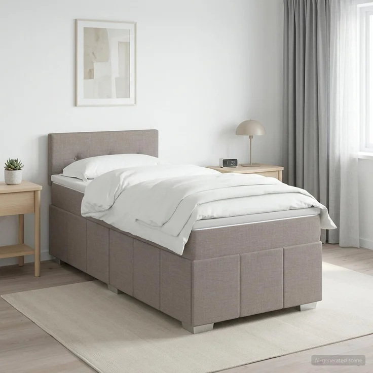 vidaXL Boxspringbett mit Matratze Taupe 100 x 200 cm Stoff 3452611 – Bild 4