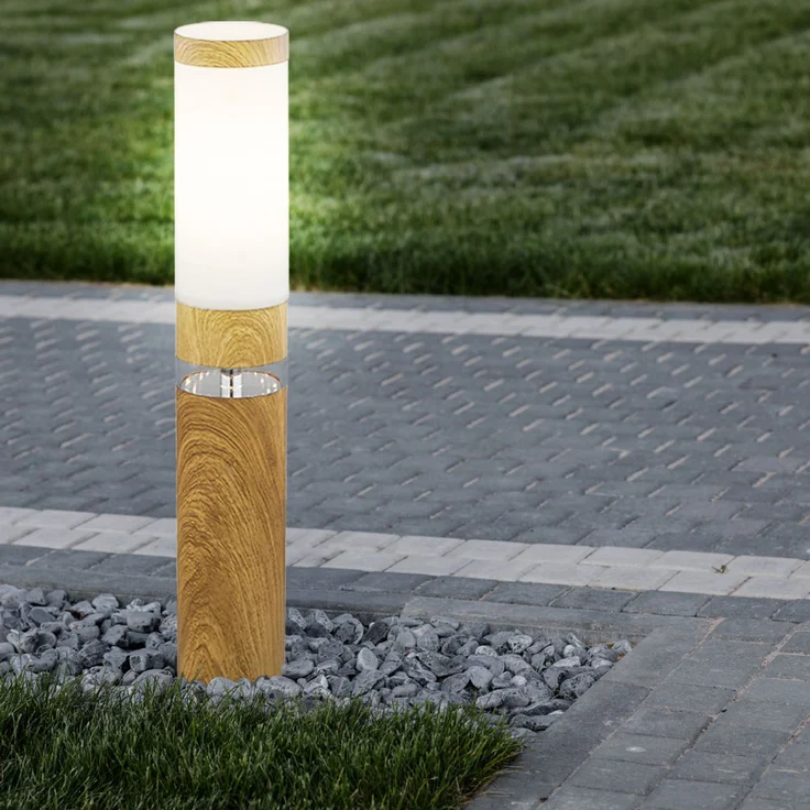 RGB LED Sockellampe, Edelstahl, Holz-Optik, App-Steuerung – Bild 5