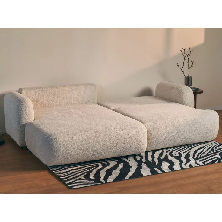Selsey Tvoya Ecksofa mit Schlaffunktion, Ottomane links, Bouclé Hellbeige – Bild 4