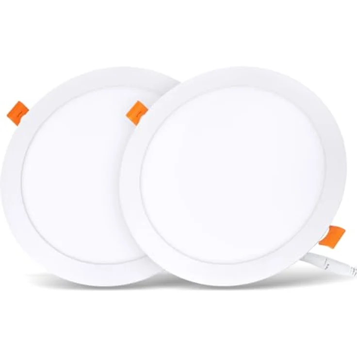 LVWIT 2x18W Ultraslim LED Einbauleuchten, ersetzt 150W Halogen, runde Deckenleuchte mit Treiber, Neutralweiß 4000K, 1650 lm, AC 230V, Downlight/Einbaustrahler/Einbauspots (2er Pack) – Bild 2