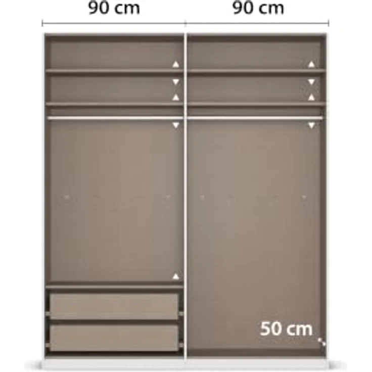 Rauch Möbel MYLORA, Kleiderschrank, Farbe Fango, Breite 181 cm | Schrank mit patentiertem Schnellmontagesystem, 4-türig, Zubehör Premium, für Schlafzimmer, Kinderzimmer, Garderobe, Flur – Bild 8