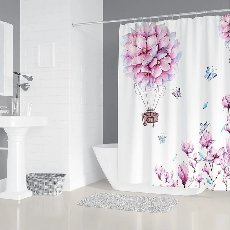 M&W DAS DESIGN Duschvorhang Shower curtains Anti schimmel Waschbar 180x200cm Kirschblüte – Bild 3