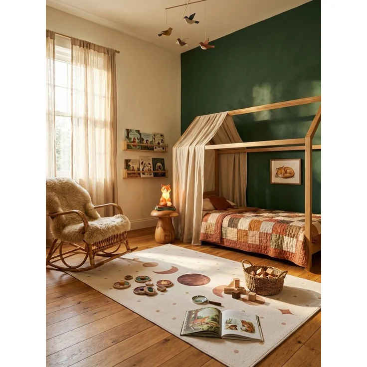 KADIMA DESIGN Teppich TINO Kinderteppich Waschbar Kinderzimmer Schadstoffgeprüft, Läufer, Höhe: 10 mm, Creme, 80x150 cm, Kinderteppich Waschbar Spielteppich – Bild 4