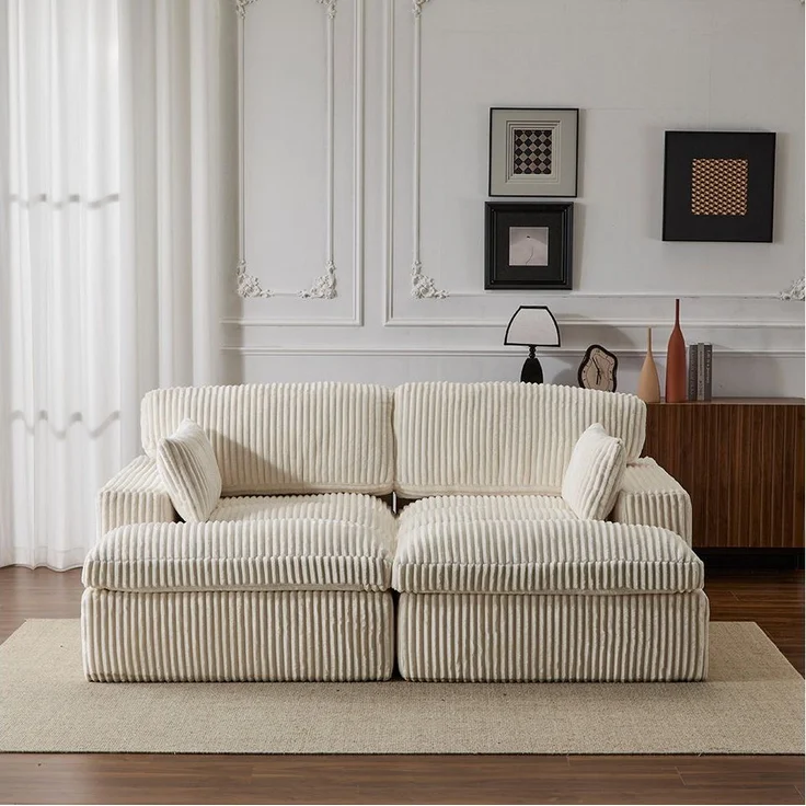 Leawin Sofa Cordsofa 2-Sitzer mit Bettfunktion, modernes Schlafsofa für Wohnzimmer, Weicher Cordbezug, flexible Kombination & ideal für kleine Räume – Bild 1