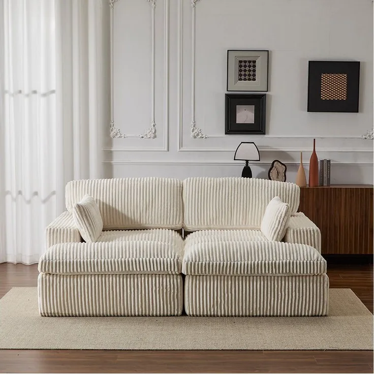 Leawin Sofa Cordsofa 2-Sitzer mit Bettfunktion, modernes Schlafsofa für Wohnzimmer, Weicher Cordbezug, flexible Kombination & ideal für kleine Räume