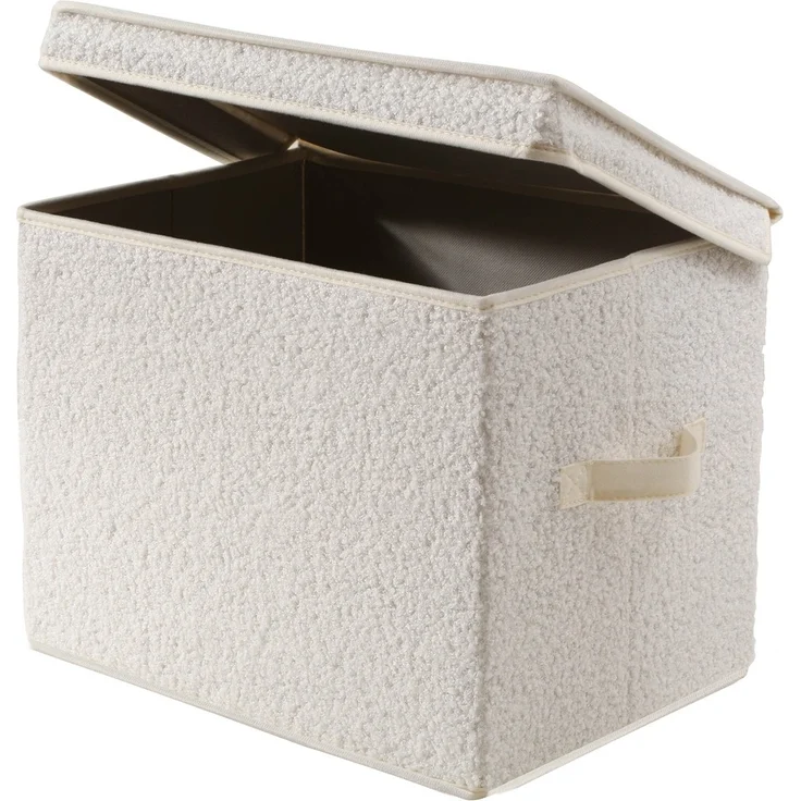 Calicosy Hohe Aufbewahrungsbox mit Deckel aus Bouclé-Stoff in Ecru - H30 cm - Ecru – Bild 3