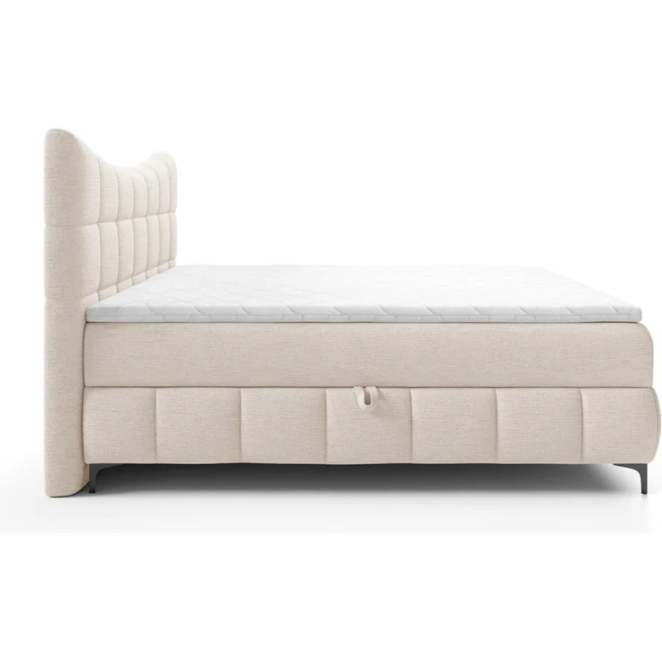Boxspringbett Schlafzimmerbett CHARLES PREMIUM 120x200cm Stoff Aragon Creme – Bild 4
