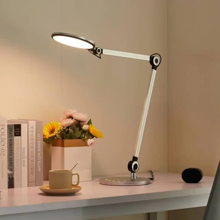 Lindby Nyxaris, dimmbare LED Tischlampe in Silber für Arbeitszimmer und Büro, 50 cm – Bild 2