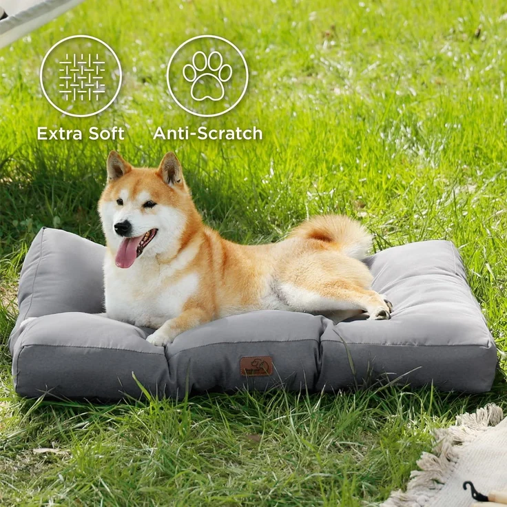 BEDSURE Hundekissen kleine Hunde waschbar - 76x50 cm Hundebett M für kleine, mittelgroße Hunde gepolstert Hundematte dunkelgrau in 10cm Höhe – Bild 3