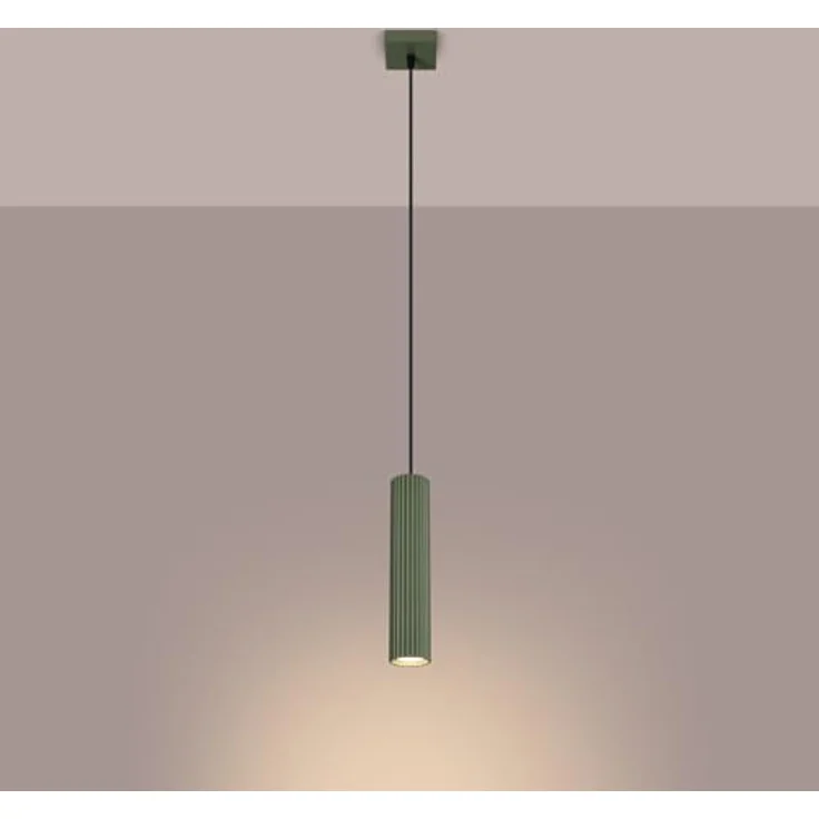 SOLLUX lighting Hängelampe 1-flammig aus Aluminium, moderne Pendelleuchte in Karbon Olivgrün, Maße 8 x 8 x 118 cm, kompatibel mit GU10 LED bis 10 W, IP20 Schutzklasse – Bild 3