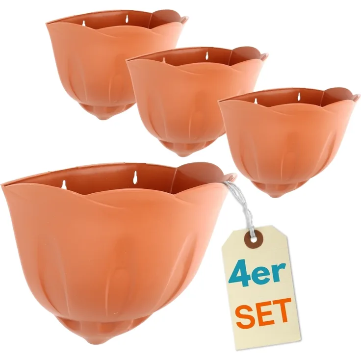4er Set Blumentopf Wand Blumentopf Wandmontage Wandblumentopf Wandvasen für Pflanzen Pflanzen Wandhalterung Wandtopf Außenbereich Terrakotta