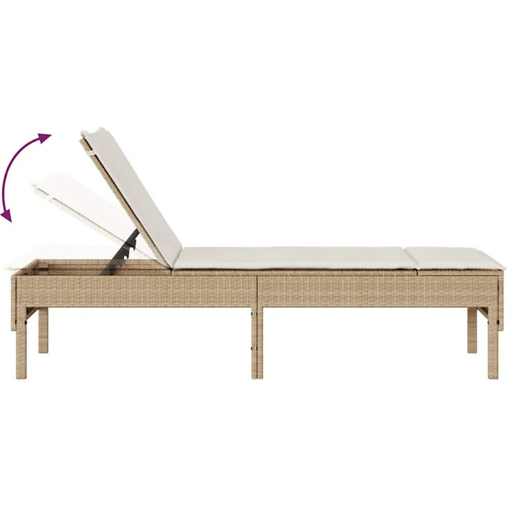 vidaXL Sonnenliege mit Auflage Beige 55x200x44 cm Poly Rattan 4104104 – Bild 7