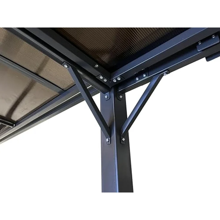 LECO Pergola JOTTA 4.0, Aluminium- und Stahlgestell anthrazit, Polycarbonat-Dach grau-transparent, 5,38x3 m – Bild 4