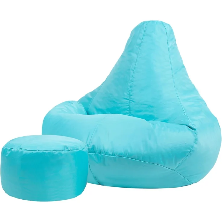 Bean Bag Bazaar Gaming Sitzsack „Recliner“, Gamer Sitzsack für Erwachsene und Kinder, Indoor Outdoor Sitzsack Sessel Gaming mit Füllung (Sitzsack + Hocker, Türkis) – Bild 1