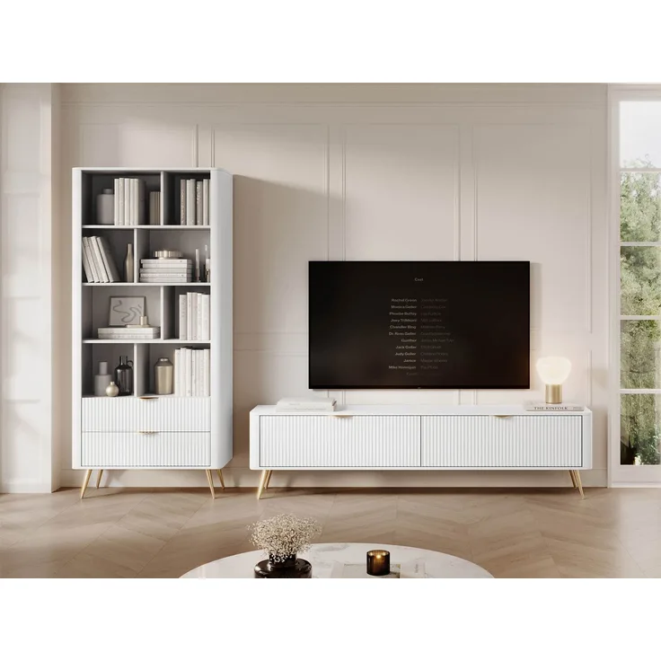 Wohnzimmer-Set Literpo I (Farbe: Weiß)