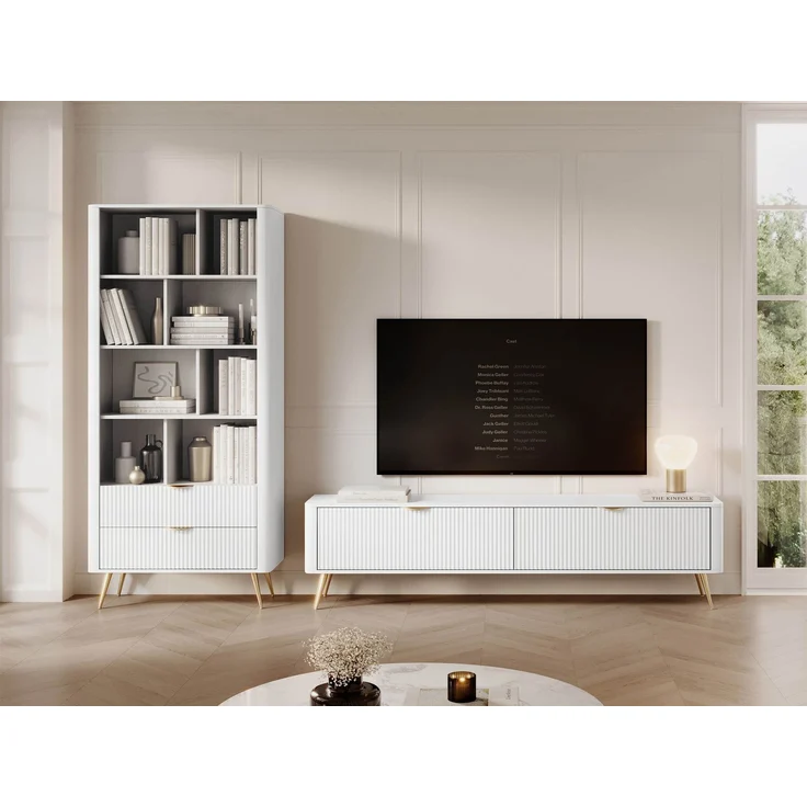 Wohnzimmer-Set Literpo I (Farbe: Weiß) – Bild 1