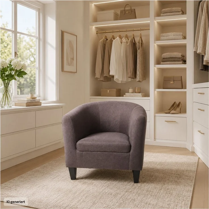HTI-Living Cocktailsessel Clubsessel Cadogan Braun 72 x 74 x 70 cm bis 140 kg (1 Stück, 1-St), gemütliche Sitzhöhe – Bild 1