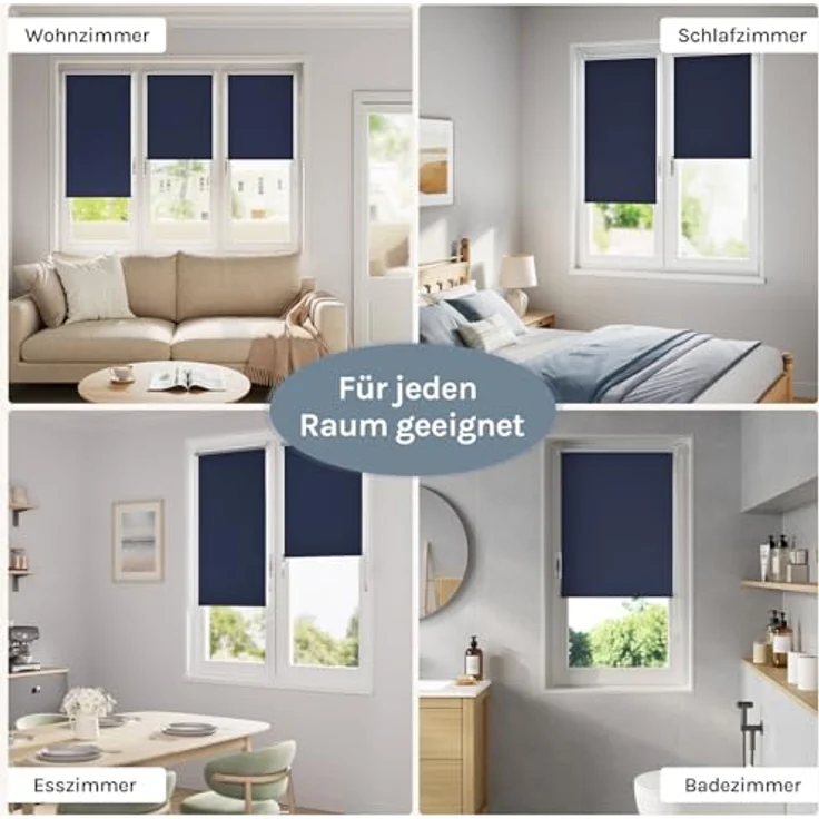 WOLTU Verdunkelungsrollo ohne Bohren, Thermo Verdunkelungsrollo mit Kette, Sichtschutz, für Türen und Fenster, 70 x 160 cm, Blau – Bild 7