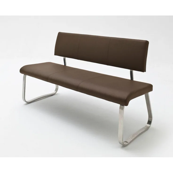 Sitzbank Arco - Kunstleder Braun - Edelstahl - 155cm